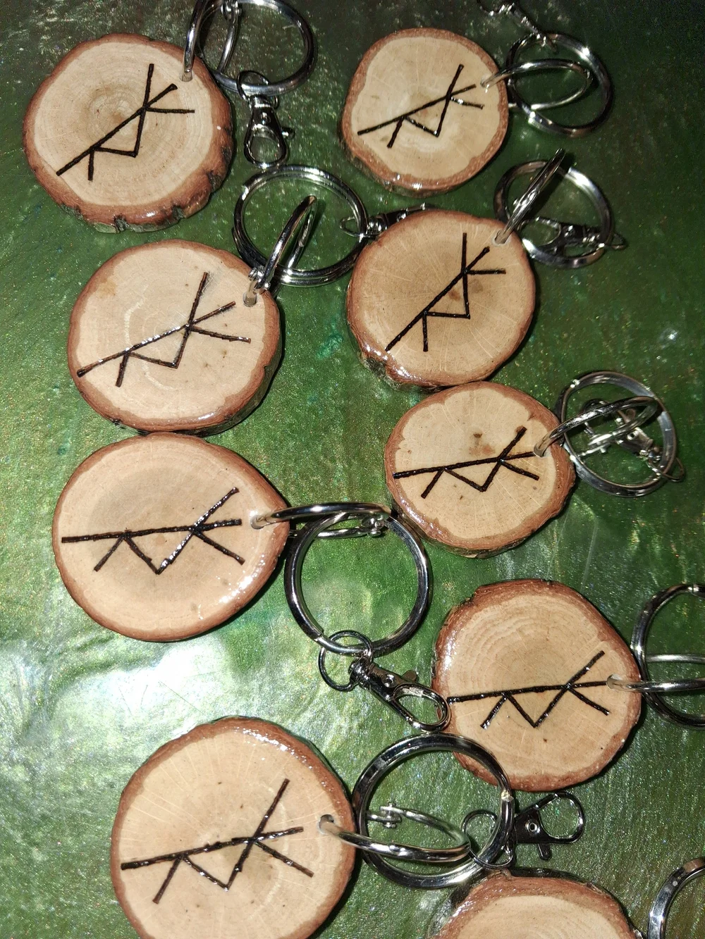 Safe Travels Bind Rune Wood Keychain